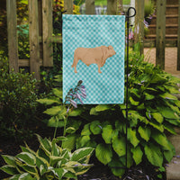 Charolais Cow Blue Check Flag Garden Size