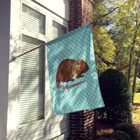 Coypu Nutria River Rat Blue Check Flag Canvas House Size BB8053CHF