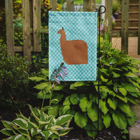Alpaca Suri Blue Check Flag Garden Size