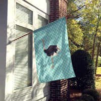 Common Ostrich Blue Check Flag Canvas House Size BB8098CHF