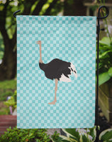 Common Ostrich Blue Check Flag Garden Size