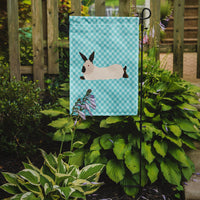 California White Rabbit Blue Check Flag Garden Size
