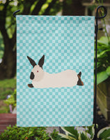 California White Rabbit Blue Check Flag Garden Size