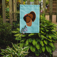 Bronze Turkey Blue Check Flag Garden Size