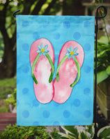 Pink Flip Flops Blue Polkadot Flag Garden Size BB8221GF