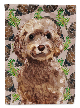Brown Cockapoo Pine Cones Flag Canvas House Size BB9584CHF