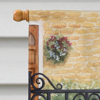 Basset Hound at the gate Flag Canvas House Size BDBA0312CHF