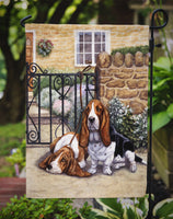 Basset Hound at the gate Flag Garden Size BDBA0312GF