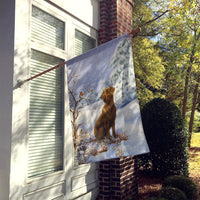 Chocolate Labrador Snowy Robin Flag Canvas House Size BDBA434ACHF
