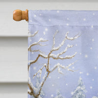 Chocolate Labrador Snowy Robin Flag Canvas House Size BDBA434ACHF
