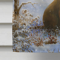 Chocolate Labrador Snowy Robin Flag Canvas House Size BDBA434ACHF