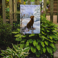 Chocolate Labrador Snowy Robin Flag Garden Size BDBA434AGF