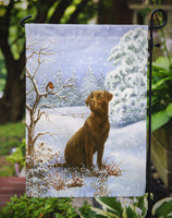 Chocolate Labrador Snowy Robin Flag Garden Size BDBA434AGF