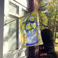 Blue and Yellow Flowers by Maureen Bonfield Flag Canvas House Size BMBO0730CHF