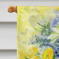 Blue and Yellow Flowers by Maureen Bonfield Flag Canvas House Size BMBO0730CHF