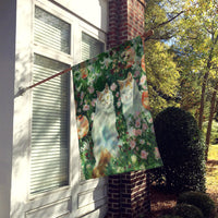 Cats In Garden by Debbie Cook Flag Canvas House Size CDCO0151CHF