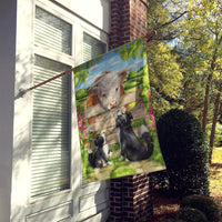 Bull and Pup Friends by Debbie Cook Flag Canvas House Size CDCO0378CHF