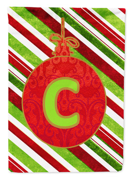 Christmas Oranment Holiday Letter C Monogram Initial Flag  House Size