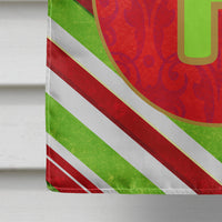 Christmas Oranment Holiday Letter F Monogram Initial Flag  House Size