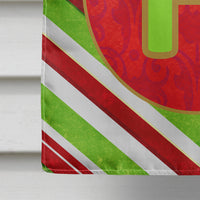 Christmas Oranment Holiday Letter H Monogram Initial Flag  House Size