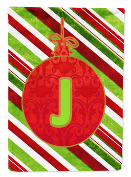 Christmas Oranment Holiday Letter J Monogram Initial Flag Garden Size CJ1039