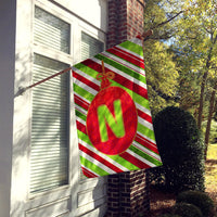 Christmas Oranment Holiday Letter N Monogram Initial Flag  House Size