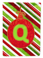 Christmas Oranment Holiday Letter Q Monogram Initial Flag  House Size