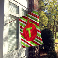 Christmas Oranment Holiday Letter T Monogram Initial Flag  House Size