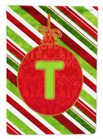 Christmas Oranment Holiday Letter T Monogram Initial Flag  House Size