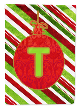Christmas Oranment Holiday Letter T Monogram Initial Flag  House Size