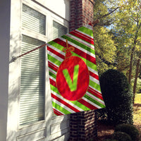Christmas Oranment Holiday Letter V Monogram Initial Flag  House Size