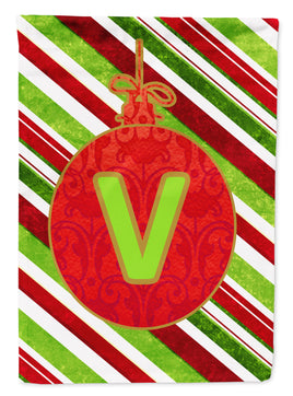 Christmas Oranment Holiday Letter V Monogram Initial Flag Garden Size CJ1039