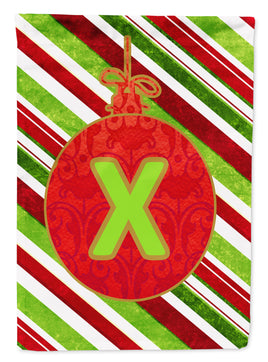 Christmas Oranment Holiday Letter X Monogram Initial Flag  House Size