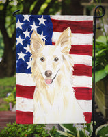 Patriotic USA White Collie Flag Garden Size CK1708GF
