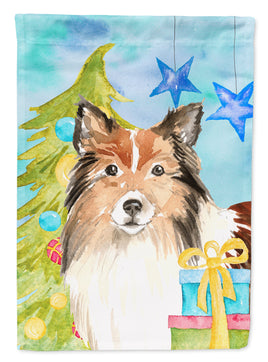 Christmas Tree Sheltie Flag Canvas House Size CK1864CHF