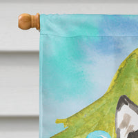 Christmas Tree Alaskan Malamute Flag Canvas House Size CK1872CHF
