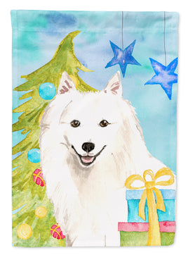 Christmas Tree Japanese Spitz Flag Canvas House Size CK1875CHF