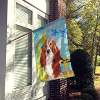 Christmas Tree Basset Hound Flag Canvas House Size CK1890CHF