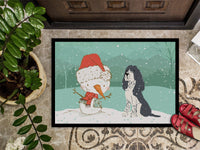 English Springer Spaniel Snowman Christmas Indoor or Outdoor Mat 18x27 CK2073MAT