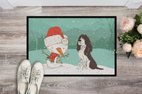 Brown English Springer Spaniel Snowman Christmas Indoor or Outdoor Mat 18x27 CK2074MAT