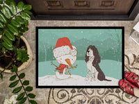 Brown English Springer Spaniel Snowman Christmas Indoor or Outdoor Mat 18x27 CK2074MAT