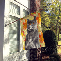 British Shorthair Fall Leaves Flag Canvas House Size CK3078CHF