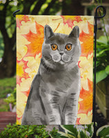 British Shorthair Fall Leaves Flag Garden Size CK3078GF