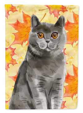 British Shorthair Fall Leaves Flag Garden Size CK3078GF