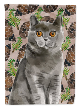 British Shorthair Pine Cones Flag Garden Size CK3093GF