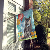 British Shorthair Happy Birthday Flag Canvas House Size CK3168CHF