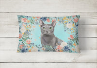 Blue Russian Spring Flowers Canvas Fabric Decorative Pillow CK3390PW1216