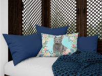 Blue Russian Spring Flowers Canvas Fabric Decorative Pillow CK3390PW1216