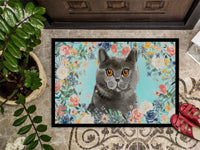 British Shorthair Spring Flowers Indoor or Outdoor Mat 18x27 CK3392MAT