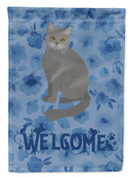 British Semi Longhair Cat Welcome Flag Garden Size CK5016GF